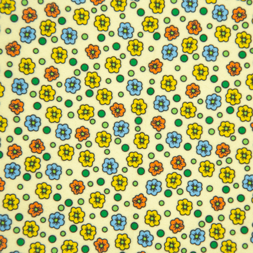 Feltro Estampado Santa Fé Coleção Floral com Bolas com Fundo Amarelo 50 x 70 cm - Ref. D9522-V02