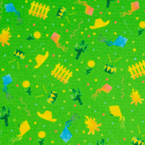 Feltro Estampado Santa Fé Coleção Festa Junina Cercado Cacto com Fundo Verde 50 x 70 cm - Ref. D9441.V04