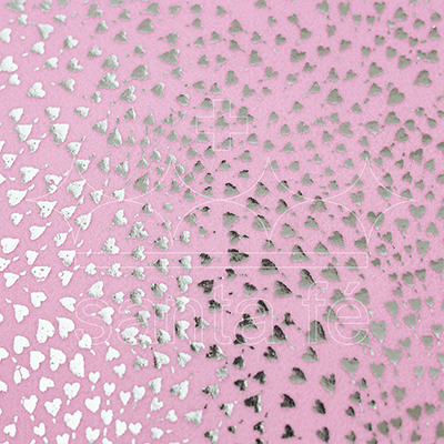 Feltro Estampado Laminado Santa Fé Coleção Alegria Prata com Fundo Rosa Florença 45 x 45 cm - Ref. 50000052