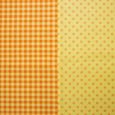 Feltro Estampado Santa Fé Coleção Rosebonbon Compose Xadrez e Poá Amarela e Laranja 25 x 140 cm - Ref. 6041.519