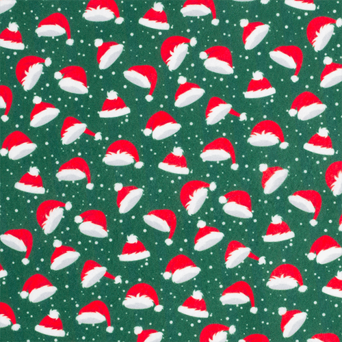 Feltro Estampado Santa Fé Coleção de Natal 2020 Gorro de Natal Verde 50 x 70 cm - Ref. 6405.V05