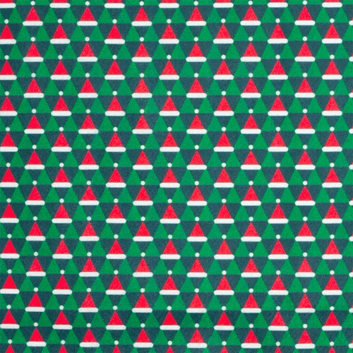 Feltro Estampado Santa Fé Coleção de Natal 2020 Mini Gorro de Natal Verde 50 x 70 cm - Ref. 6404.V01
