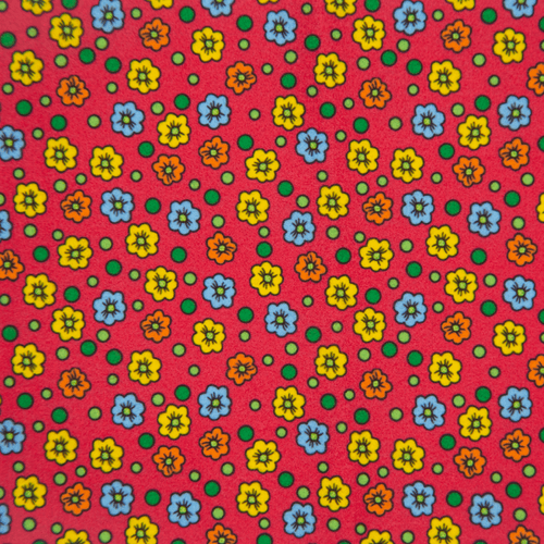 Feltro Estampado Santa Fé Coleção Floral com Bolas com Fundo Vermelho 50 x 70 cm - Ref. D9522-V01