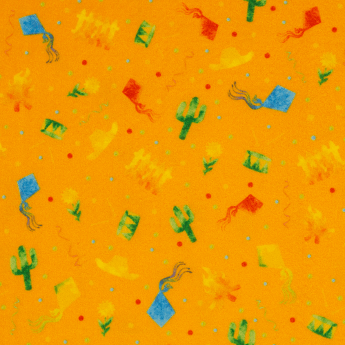 Feltro Estampado Santa Fé Coleção Festa Junina Cercado Cacto com Fundo Laranja 50 x 70 cm - Ref. D9441.V06