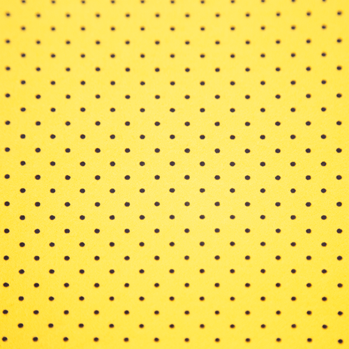 Feltro Estampado Laminado Santa Fé Coleção Alegria Poá Preto com Fundo Amarelo Canário 45 x 45 cm - Ref. 50000071