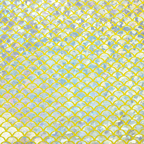 Feltro Estampado Santa Fé Coleção Sereia Prata com Fundo Amarelo Cítrico 45 x 45 cm - Ref. 50000081