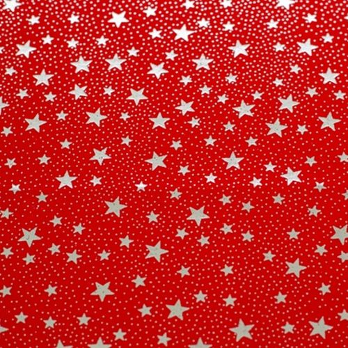 Feltro Estampado Laminado Santa Fé Coleção Alegria Vermelho Estrela Maia Prata 45 x 45 cm - Ref. 50000033