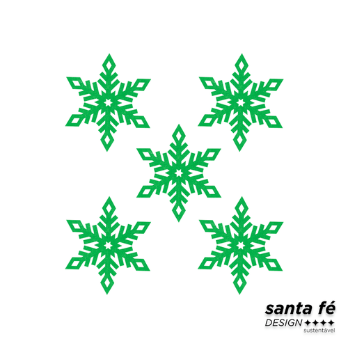 SANTA FE DESIGN FLOCOS DE NEVE M 8CM VERDE CINZA MESCLA