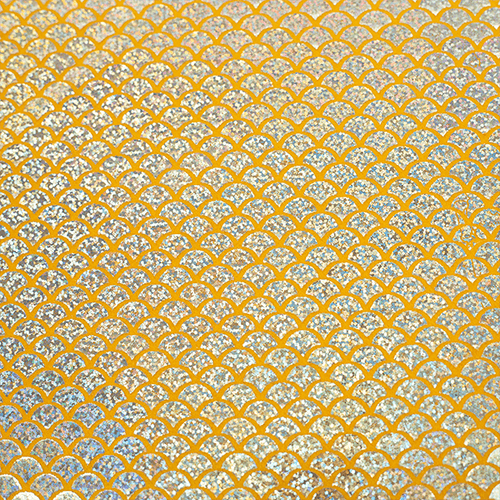 Feltro Estampado Santa Fé Coleção Sereia Ouro com Fundo Amarelo Ouro 45 x 45 cm - Ref. 50000096