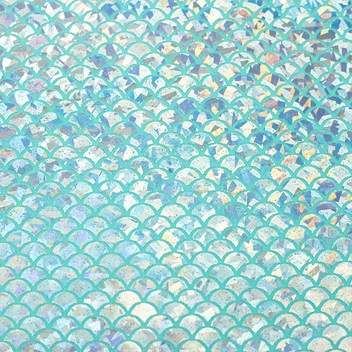 Feltro Estampado Santa Fé Coleção Sereia Prata com Fundo Verde Candy 45 x 45 cm - Ref. 50000082