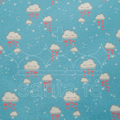 Feltro Estampado Santa Fé Coleção Eterna Arte 2º Edição Chuva de Amor Azul 25 x 140 cm - Ref. 5900.030