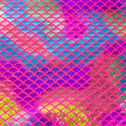 Feltro Estampado Santa Fé Coleção Sereia Multicor com Fundo Rubi Cítrico 45 x 45 cm - Ref. 50000083