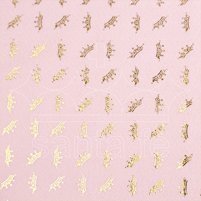 Feltro Estampado Laminado Santa Fé Coleção Alegria Coroa Outro com Fundo Rosa Poente 45 x 45 cm - Ref. 50000056