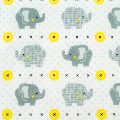 Feltro Estampado Santa Fé Coleção Eterna Arte 1º Edição Elefantinho Amarelo 25 x 140 cm - Ref. 5940.008