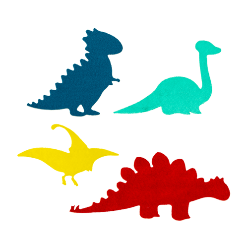 KIT APLIQUE DINOSSAUROS ADESIVADO PCT C. 4 MODELOS DIFERENTES