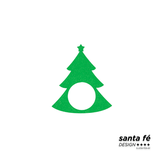 SANTA FE DESIGN PORTA GUARDANAPO ARVORE DE NATAL C. ESTRELA VERDE CINZA MESCLA