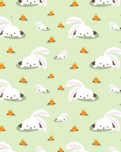 Feltro Estampado Santa Fé Coleção Páscoa Coelhinho com Fundo Verde 50 x 70 cm - Ref. D5852-V05
