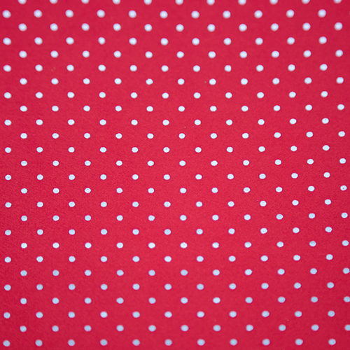 Feltro Estampado Laminado Santa Fé Coleção Alegria Poá Prata com Fundo Vermelho 45 x 45 cm - Ref. 50000061