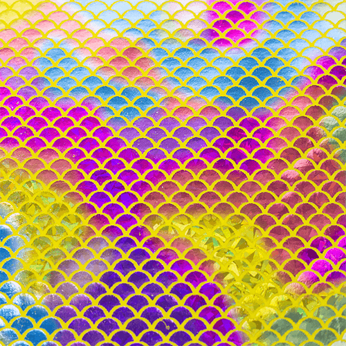Feltro Estampado Santa Fé Coleção Sereia Multicor com Fundo Amarelo Cítrico 45 x 45 cm - Ref. 50000085