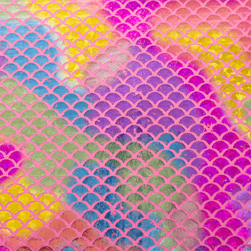 Feltro Estampado Santa Fé Coleção Sereia Multicor com Fundo Rosa Cassis 45 x 45 cm - Ref. 50000084