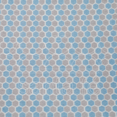 Feltro Estampado Santa Fé Coleção Eterna Arte 2º Edição Casinha de Abelha Cinza e Azul 25 x 140 cm - Ref. 5913.830