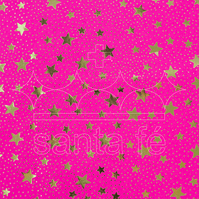 Feltro Estampado Laminado Santa Fé Coleção Alegria Rubi Cítrico Estrela Maia Ouro 45 x 45 cm - Ref. 50000018