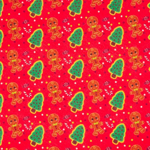 Feltro Estampado Santa Fé Coleção de Natal 2022 Biscoito Ginger Vermelho 50 x 70 cm - Ref. D123-76-V02