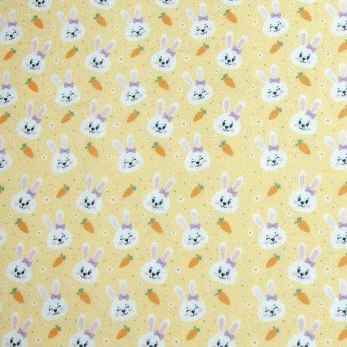 Feltro estampado Santa Fé Coelhos e Cenouras Amarelo - 50x70cm