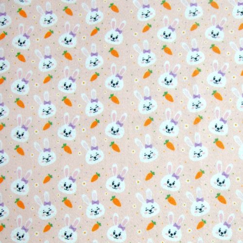 Feltro estampado Santa Fé Coelhos e Cenouras Rosa - 50x70cm