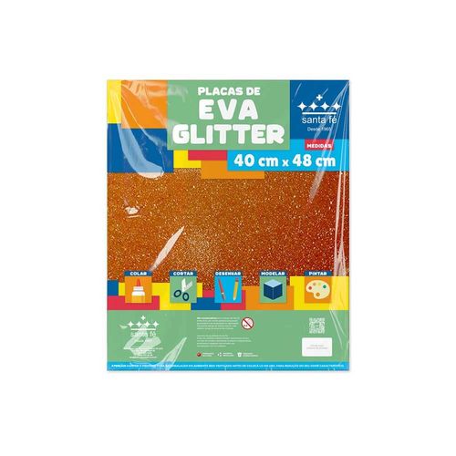 Eva glitter Santa Fé Laranja 40x48 cm - 1 folha