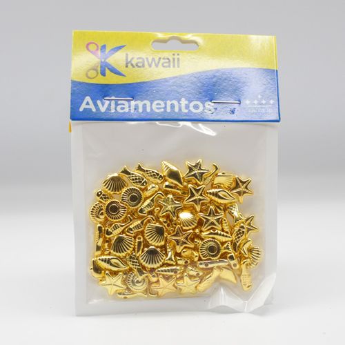 Pingente Kawaii Fundo do Mar Dourado 1cm - 20g