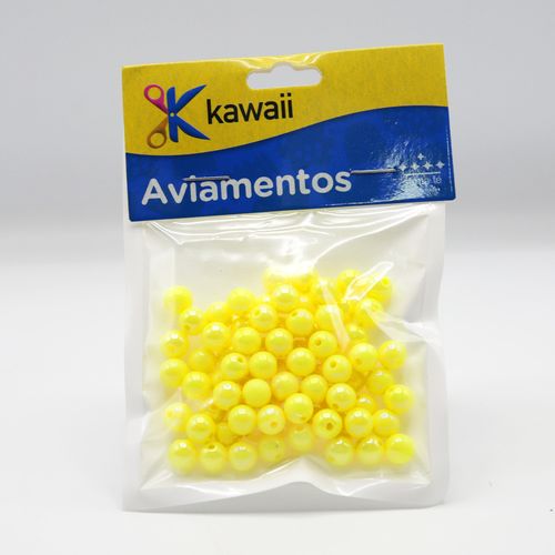Bola Leitosa Kawaii Irisada Amarelo 6mm