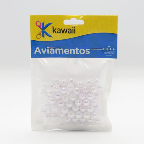 Bola Leitosa Kawaii Irisada Branca 6mm