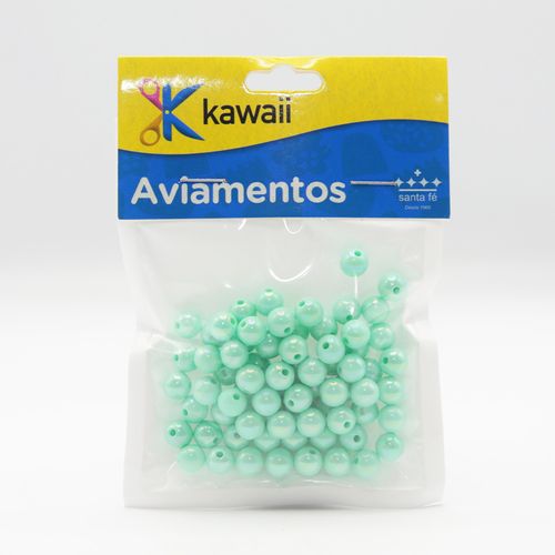 Bola Leitosa Kawaii Irisada Verde Agua 6mm