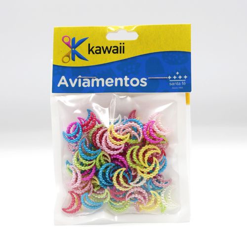 Aplique Kawaii Lua Pérolado Colorido 1cm - 20g