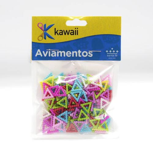 Aplique Kawaii Triangulo Pérolado Colorido 1cm - 20g