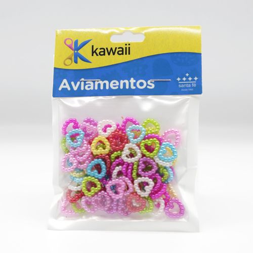 Aplique Kawaii Coração Pérolado Colorido 1cm - 20g