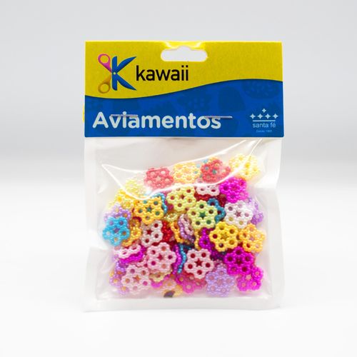 Aplique Kawaii Flor Pérolado Colorido 1cm - 20g