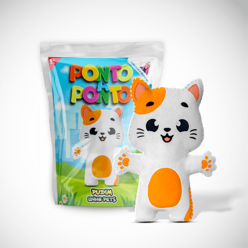 Boneco de feltro Pudim coleção Pets Ponto a Ponto