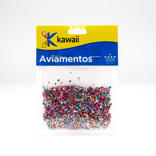 Glitter de Vidro Kawaii Rosa Vermelhada com Turquesa - 20g