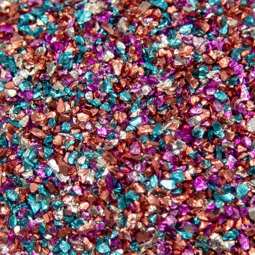 Glitter de Vidro Kawaii Rosa Vermelhada com Turquesa - 20g