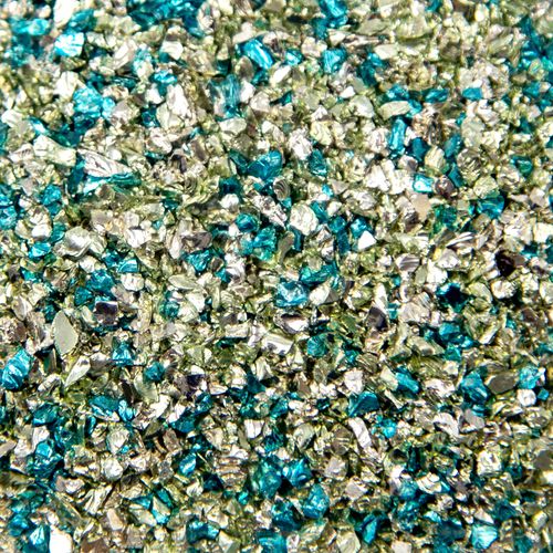 Glitter de Vidro Kawaii Prata com Turquesa - 20g
