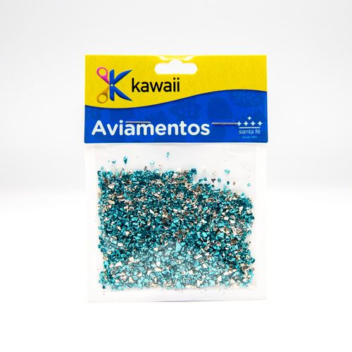 Glitter de Vidro Kawaii Turquesa com Prata - 20g