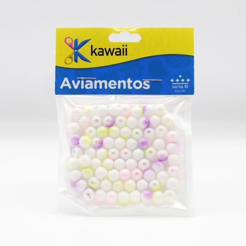 Bola Grandiente Kawaii Branca Colorida 6mm