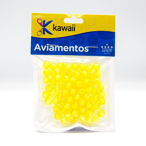 Pérola Sextavada Kawaii Amarela 6mm - 20g