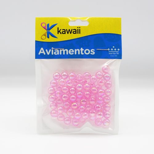 Bola Translucida Kawaii Irisada Rosa Bebê 6mm