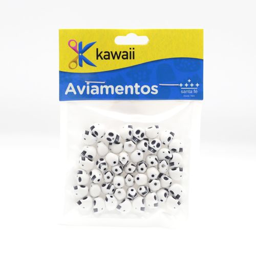 Miçanga Kawaii Caveira Branco e Preto 5mm - 20g
