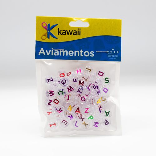 Miçanga Kawaii Letra Colorida Redonda Translucida  8mm - 20g