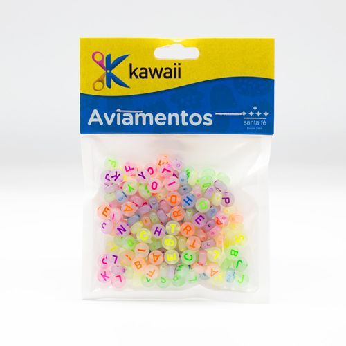 Miçanga Kawaii Letra Colorida Redonda Translucida  6mm - 20g