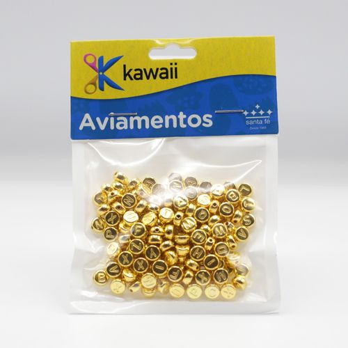Miçanga Kawaii Letra Dourada Redonda 6mm - 20g